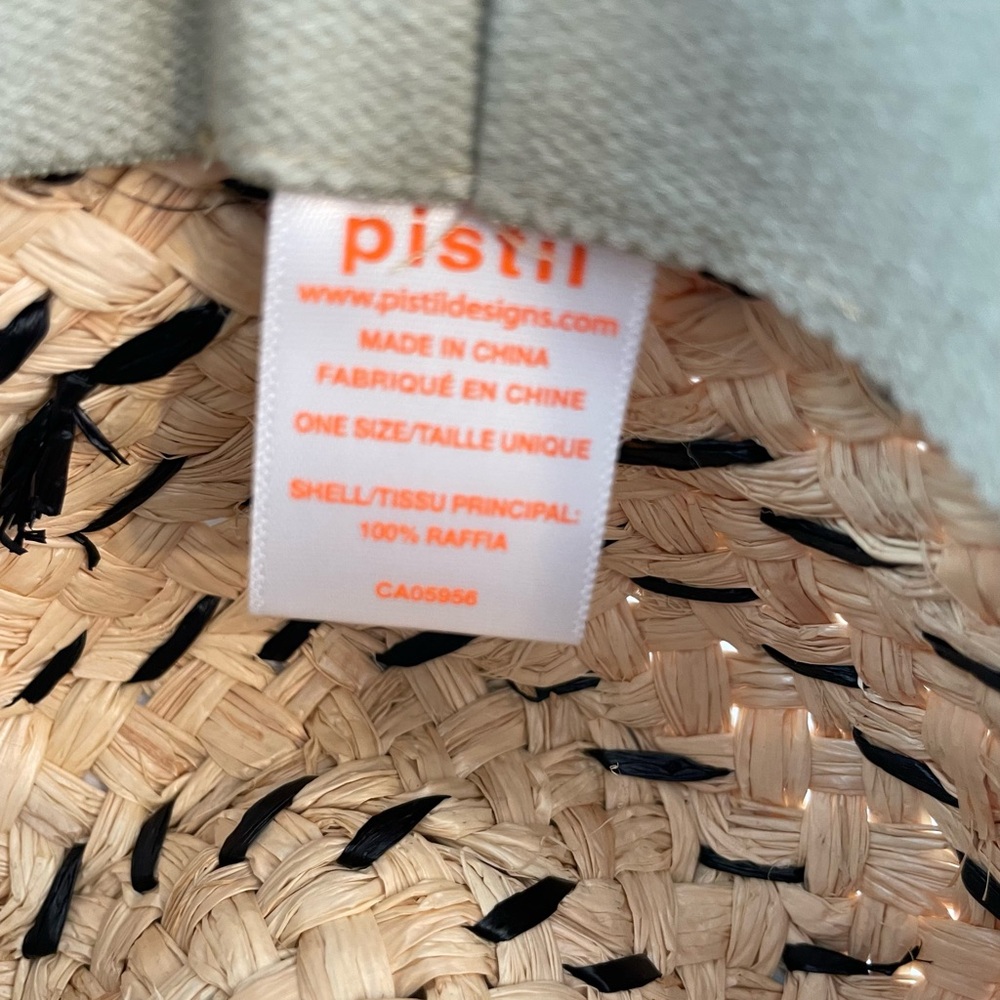 Pistil Skiff Black Leather Band Straw Hat Beach Outdoor Hat One Size $54 NWT - Picture 6 of 6